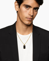 Chevron Tag in 18K Yellow Gold with Black Onyx, 27mm